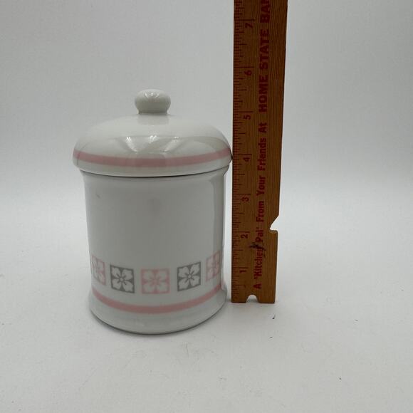 Vintage Avon Apothecary Jar with Lid 1986 Pink and Gray 6" Tall - Picture 3 of 7